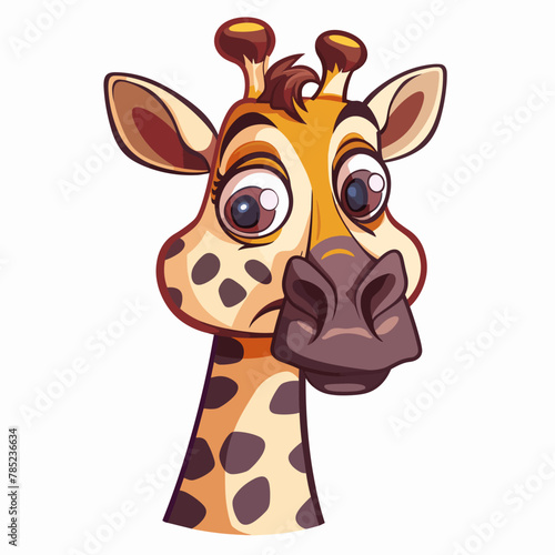 Cute giraffe face on white background. Vector cartoon illustration.