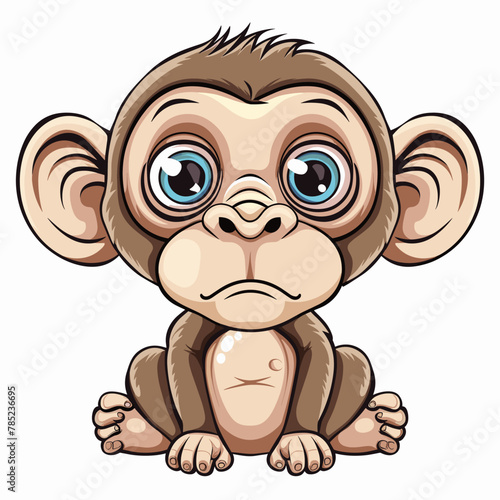 Cute monkey isolated on a white background. Vector cartoon illustration.