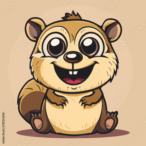 Cute chipmunk cartoon character. Vector illustration in cartoon style.