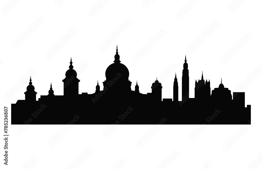 Chennai City Skyline Silhouette Vector isolated on a white background