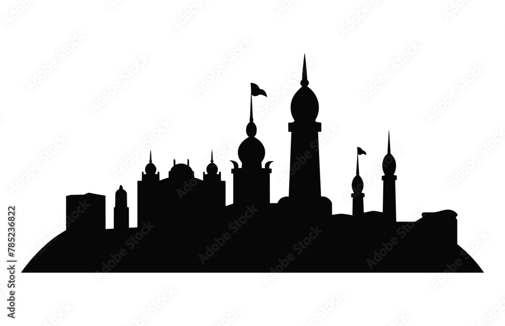 Chennai City Skyline Silhouette Vector isolated on a white background