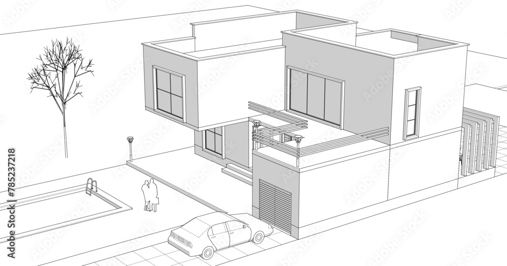 modern modular house 3d illustration
modern modular house 3d illustration