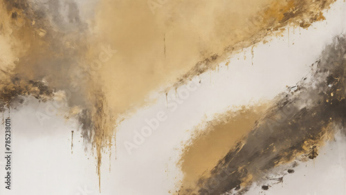 Abstract Brown, Gold and Gray art Oil painting style. Hand drawn by dry brush of paint background texture © Reazy Studio