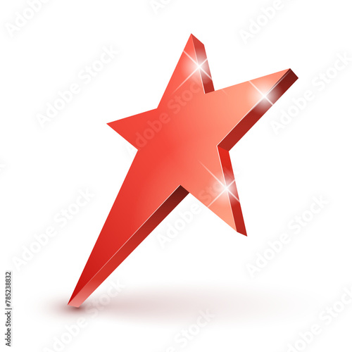 Red 3d star with Golden 3d star with highlights. Icon for holiday design element. Vector illustration.