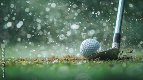 close up of golf club hitting golf ball
