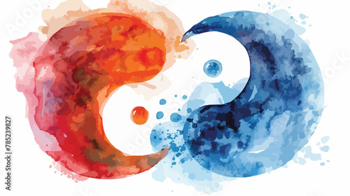 Watercolor sigh of Yin and yang Flat vector isolated photo