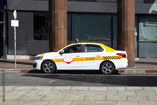 Taxi on the street of Montevideo, Uruguay