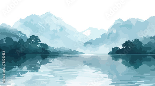 Waterscape oil painting Flat vector isolated on white