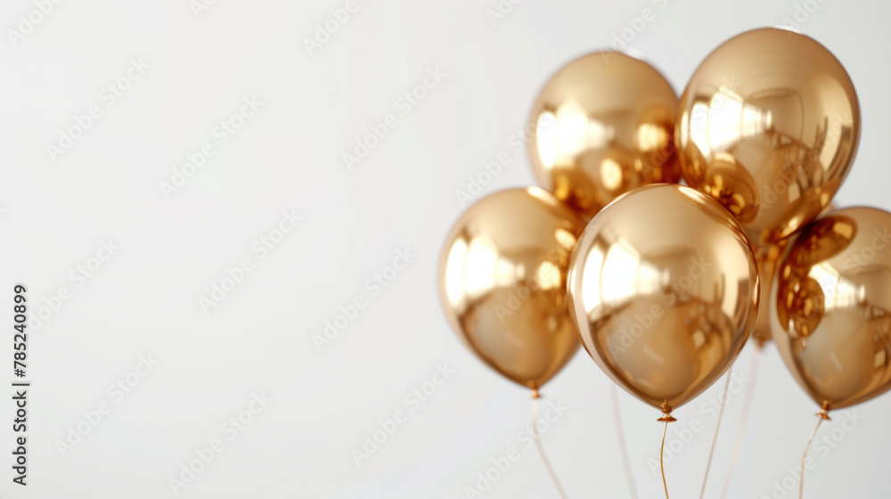 A festive gold helium balloon for birthday celebrations, isolated on a white background. A festive gold helium balloon for birthday celebrations, isolated on a white background.