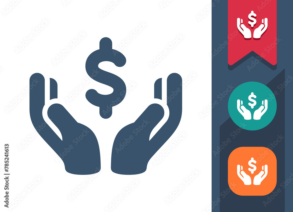 Hand, Dollar Icon. Donation, Buy, Pay, Loan Hand, Dollar Icon. Donation, Buy, Pay, Loan