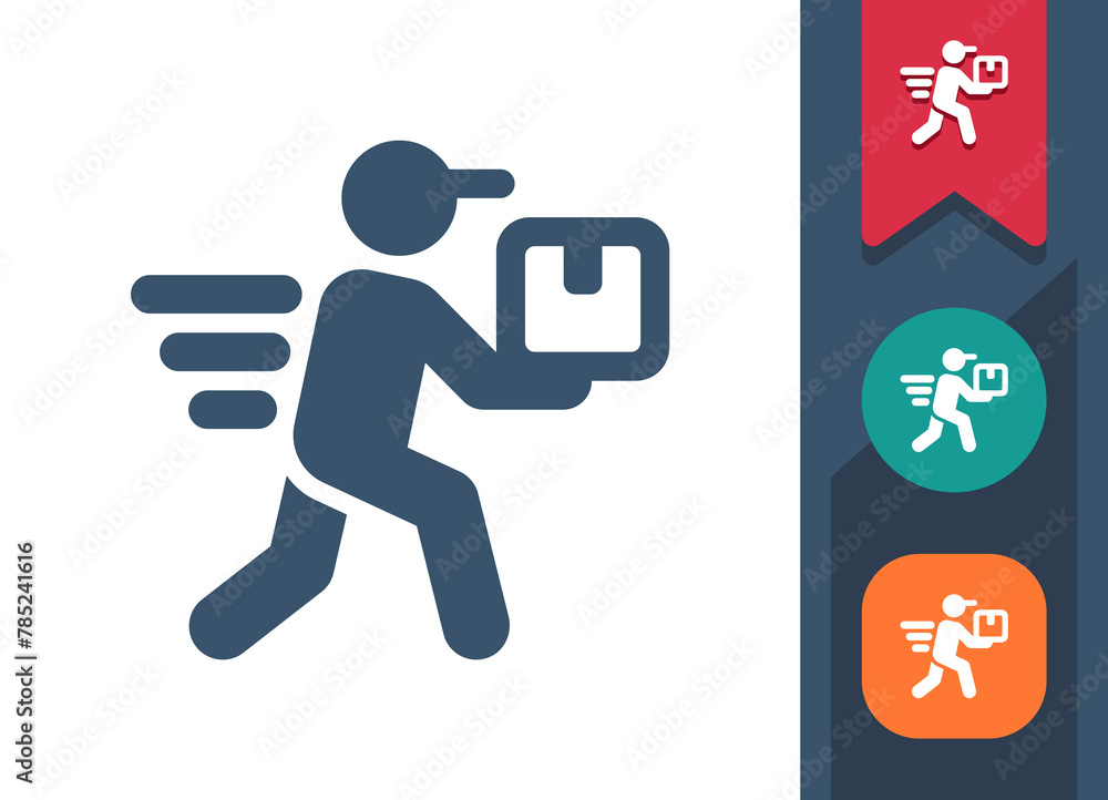 Delivery Man Icon. Courier, Box, Parcel Delivery Man Icon. Courier, Box, Parcel