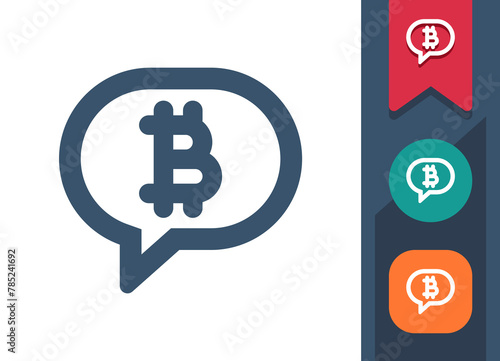 Chat Bubble Icon. Speech Bubble, Comment, Message, Money, Bitcoin, Cryptocurrency