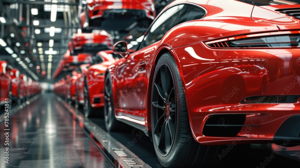 Row of new cars at a dealership showroom. Automotive industry and retail concept. Row of new cars at a dealership showroom. Automotive industry and retail concept.