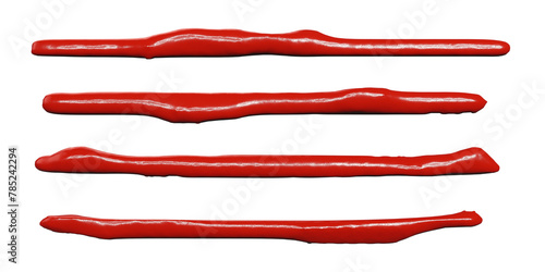 3d render of ketchup glaze or sauce strip in  top view for food or restaurant kitchen concept, in transparent background png.