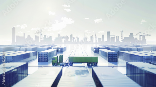 Professional logistics distribution network  virtual distribution network  poster  harmonious shades of blue  minimalism