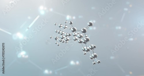 Niraparib rotating 3d molecule, molecular structure of anti-cancer medication, seamless video photo