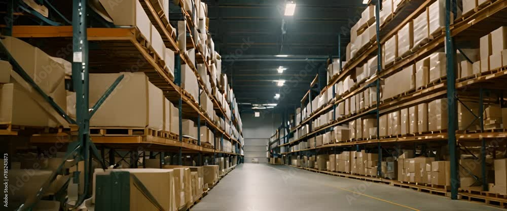 a company's warehouse with high shelves a company's warehouse with high shelves