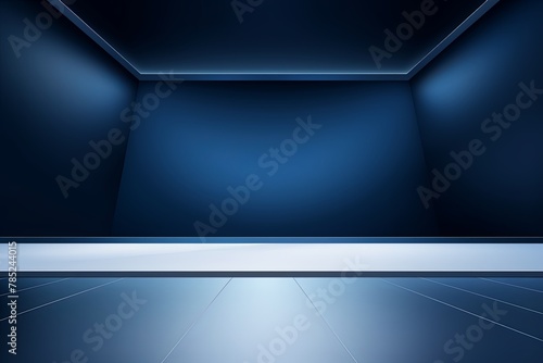 navy blue abstract background vector, empty room interior with gradient corner in a color for product presentation platform studio