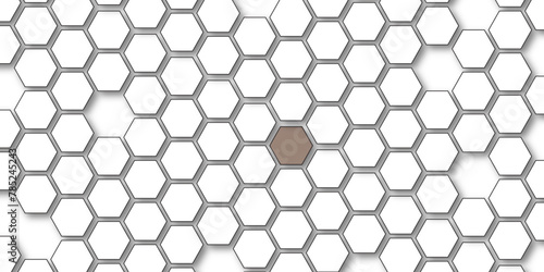 Modern simple white texture pattern of hexagons as a background. Abstract honeycomb background. Closeup of tile wall. Seamless geometric vector pattern  packing design. White hexagon 3D background .