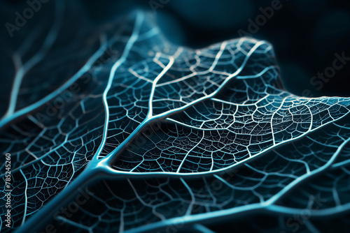 A close-up of the futuristic veins on a leaf highlighting its intricate pattern and texture photo
