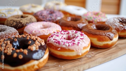 Assorted Glazed Doughnuts Displayed in a Bakery