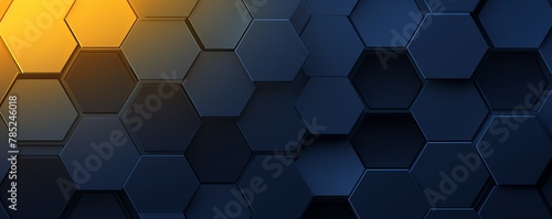 Navy Blue and yellow gradient background with a hexagon pattern in a vector illustration