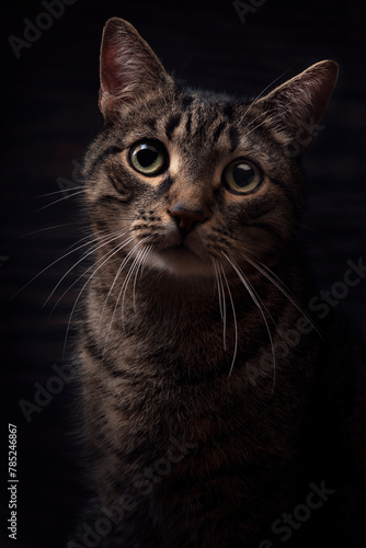 Tabby cat studio portrait