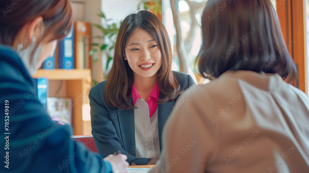 商品企画説明をする女性 商品企画説明をする女性