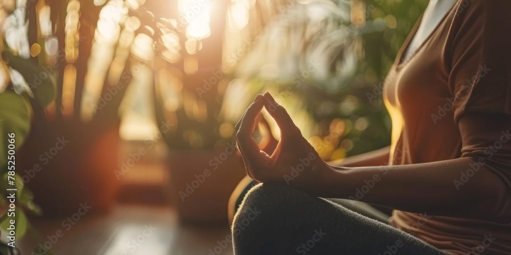 A serene meditation session with a person in a sunlit room, embodying tranquility and mindfulness. A serene meditation session with a person in a sunlit room, embodying tranquility and mindfulness.