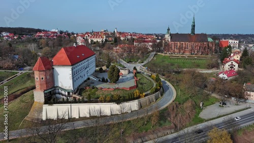 Top view of the castle and cathedral in Sandomierz, Poland.