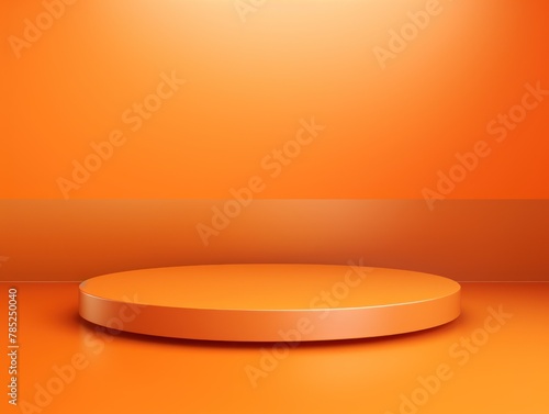 Orange background, gradient orange wall, abstract banner, studio room. Background for product display with copy space