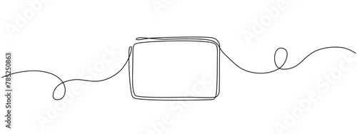 Continuous line drawing of a black square. One-line icon of a geometric frame. A sketch of a rectangular frame. Vector editable line illustration