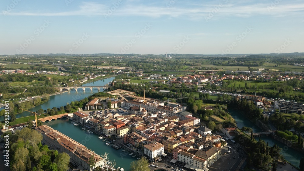Beautiful Aerial view of the city of Peschiera del Garda, Italy