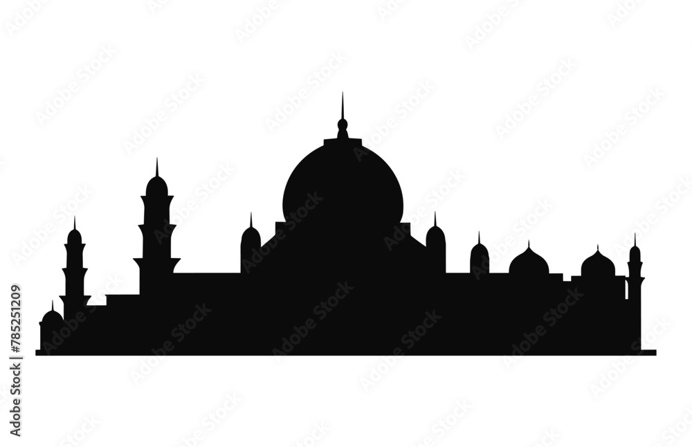Delhi City Skyline Silhouette vector isolated on a white background
