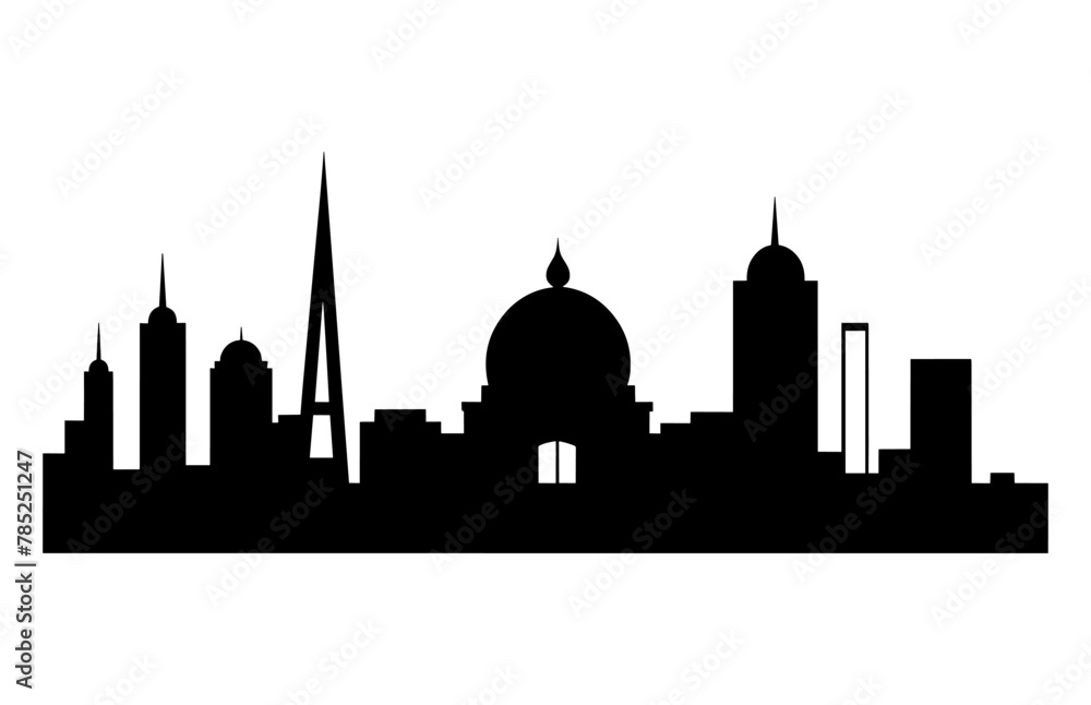 Delhi Skyline black Silhouette isolated on a white background