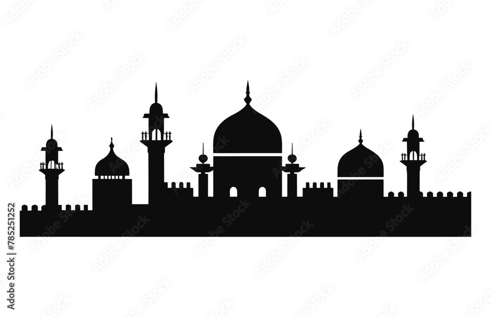 Delhi Skyline black Silhouette isolated on a white background