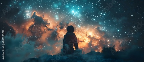 Stargazer s Moment of Serenity Under Cosmic Canopy. Concept Stargazing  Serenity  Cosmic Canopy
