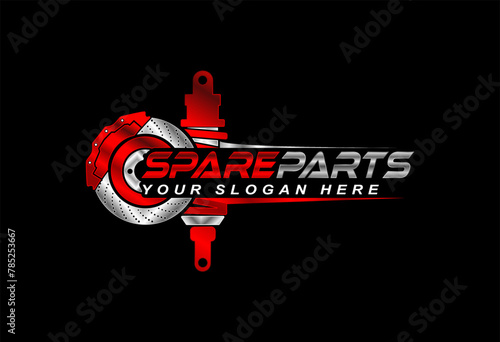 spare parts, auto part logo emblem design isolated on black background 