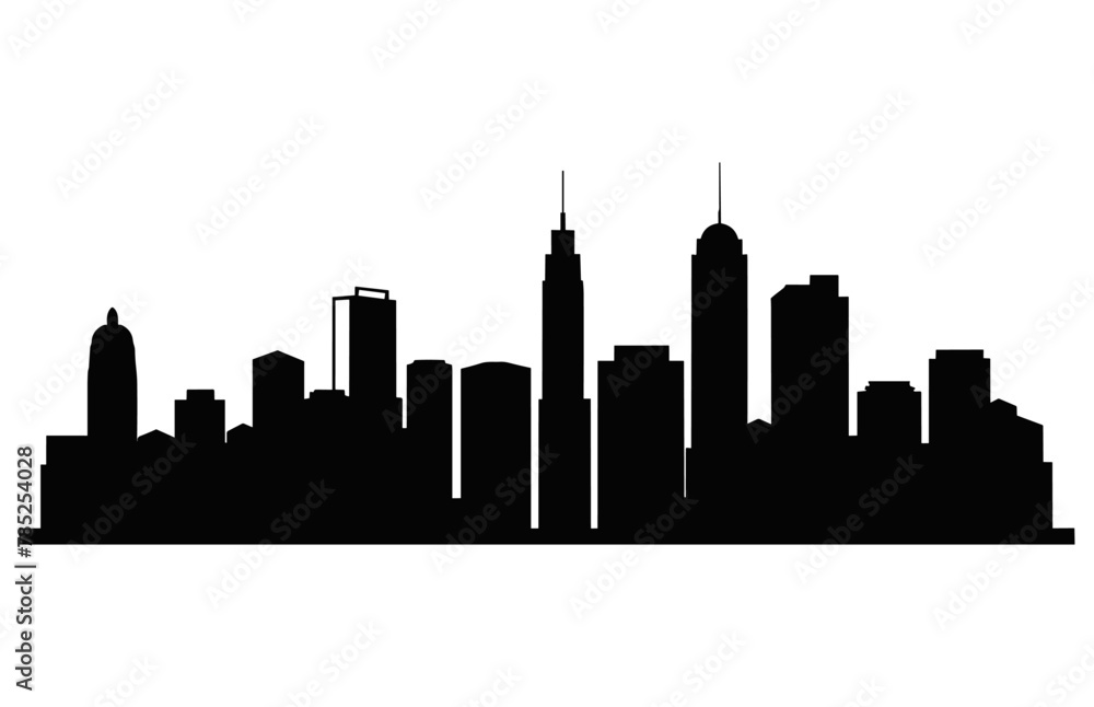 Hong Kong City Silhouette isolated on a white background