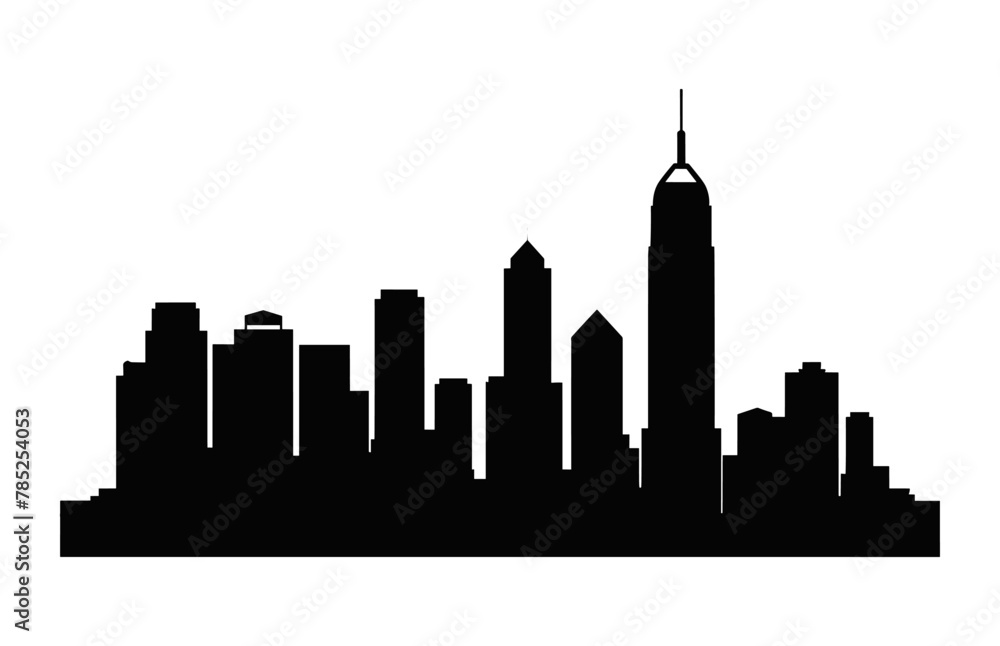 Hong Kong Skyline Silhouette isolated on a white background