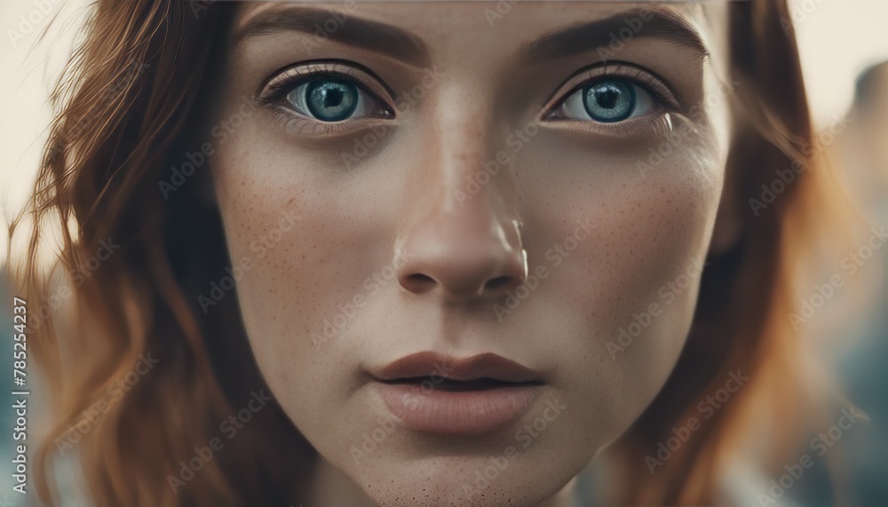 Cropped shot of the face of a young woman with freckles Cropped shot of the face of a young woman with freckles