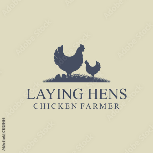 Laying hens logo, chicken logo design