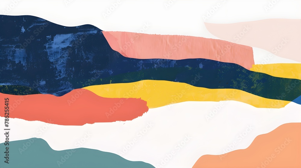 Obraz premium Cartoon landscape poster concept, minimalist pastel abstract background for promo card decoration