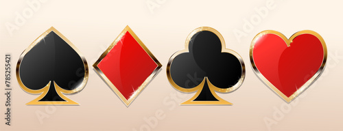Card suits shiny glossy symbols