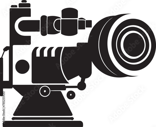 Cinematic Cinema Camera Vector Illustration with Epic Adventure Scene