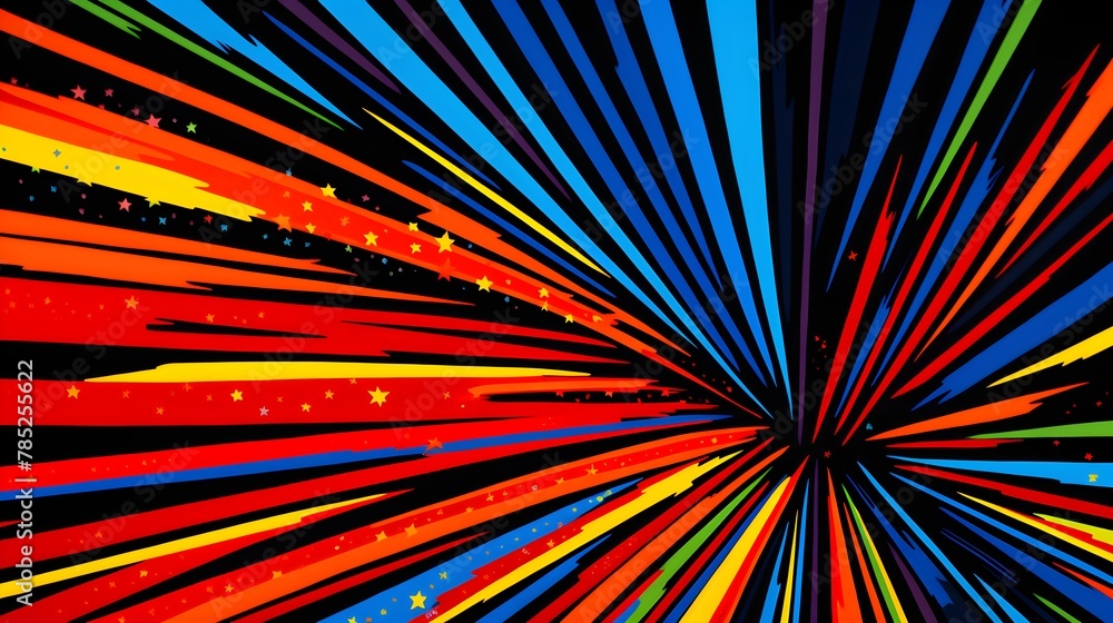 Colorful abstract space rays, celebration fireworks cartoon wallpaper background