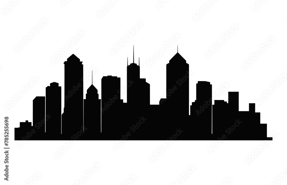 Houston City Skyline black and white Silhouette