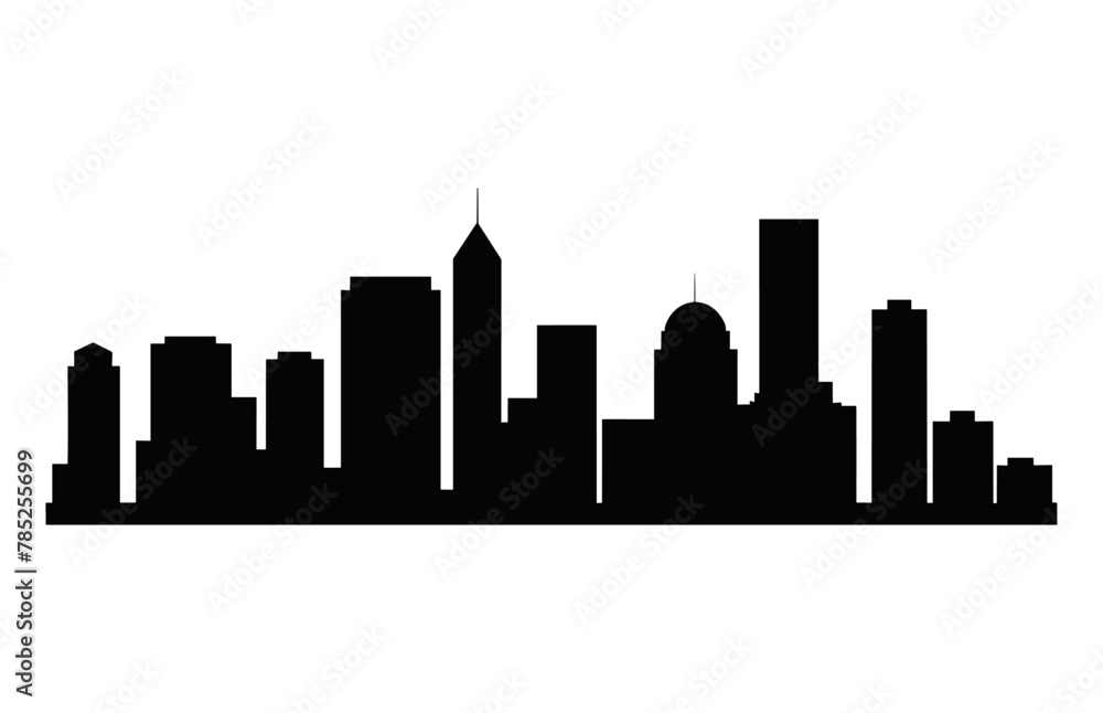 Houston City Skyline black and white Silhouette