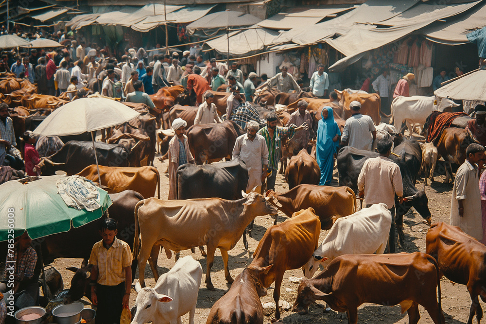 Crowd of Cattle market during Eid al-Adha in India Crowd of Cattle market during Eid al-Adha in India
