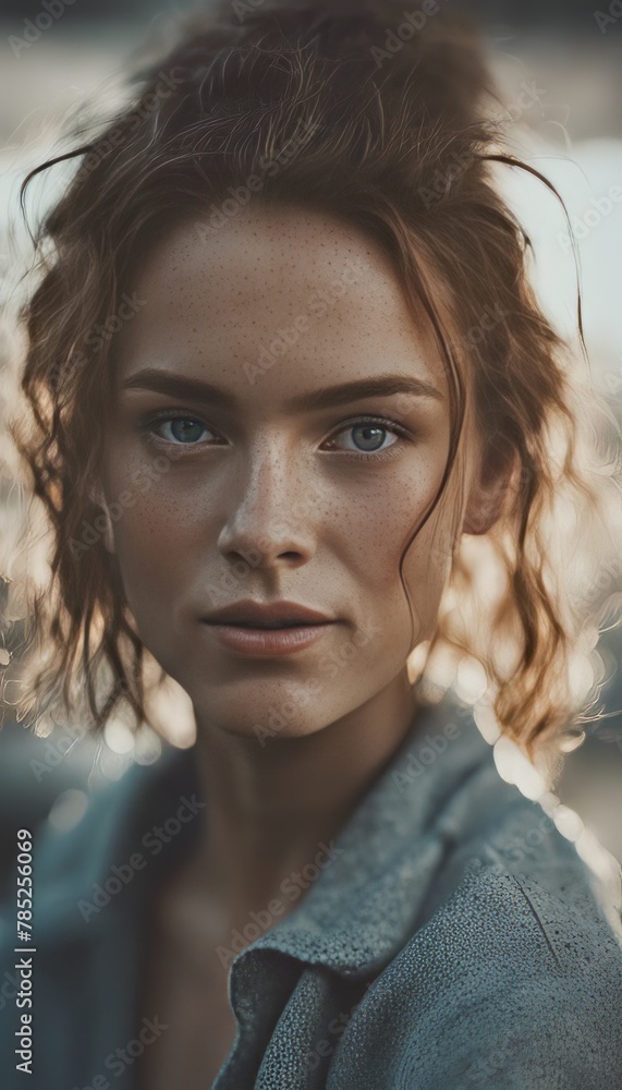 Cropped shot of the face of a young woman with freckles Cropped shot of the face of a young woman with freckles